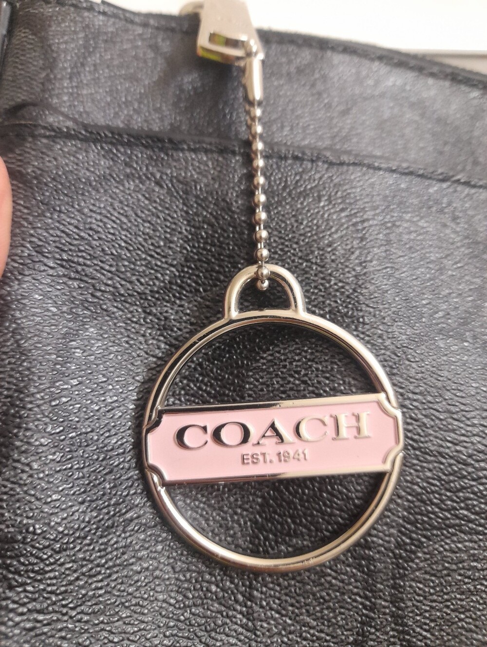 Coach Pendant Enamel Round Logo Bag Charm Keychain